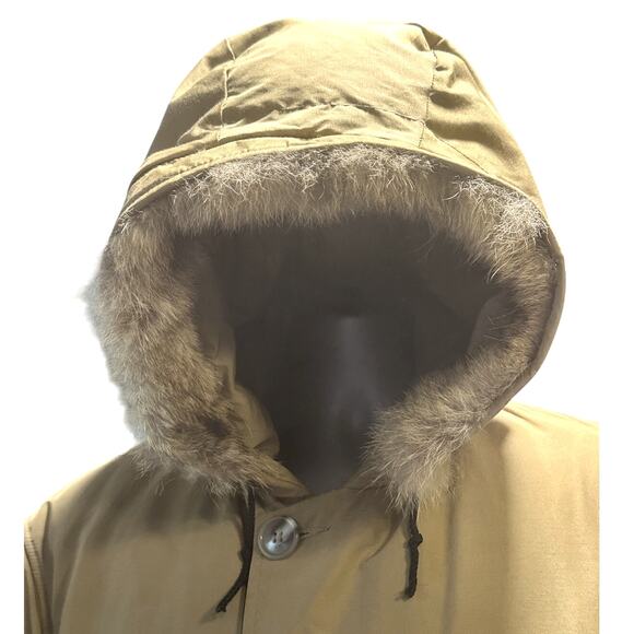 Woolrich Arctic Goose Down Filled Parka Coyote Fur Tan Men's Size L-Excellent - Picture 5 of 13